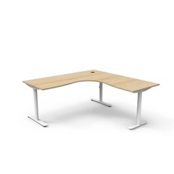 Rapidline Halo Static Corner Workstation 1800/1800W x 750D x 730mmH Oak/White