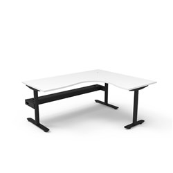 Rapidline Halo Static Corner Workstation + Tray 1800/1500W x 750D x 730mmH White/Black