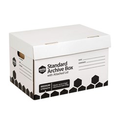 Marbig Enviro Standard Archive Box Hinged Lid 315W x 420D x 260mmH White Pack 10