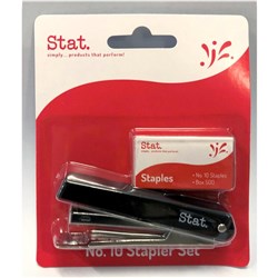Stat Number 10 Stapler With Staples Black
