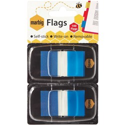 MARBIG FLAGS COLOURED TIP Blue 2 Packs 50 25x44mm
