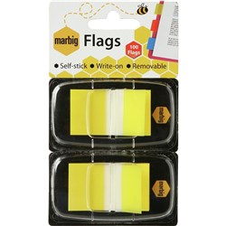 MARBIG FLAGS COLOURED TIP Yellow 2 Packs 50 255x44mm