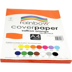 Rainbow Cover Paper A4 125gsm Saffron Orange 100 Shee