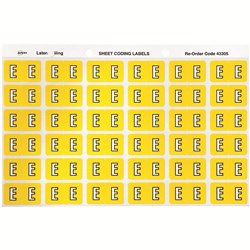 AVERY ALPHABET CODING LABEL E Side Tab 25x38mm Yellow PK180