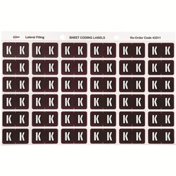 AVERY ALPHABET CODING LABEL M Side Tab 25x38mm Brown PK180