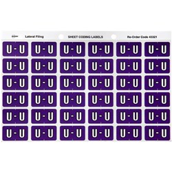 Avery Alphabet Coding Label U Side Tab 25x38mm Purple Pack of 180