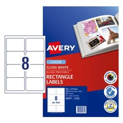 AVERY LABELS INKJET L7765 GLOSS 8UP