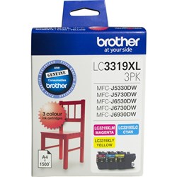 BROTHER LC3319XL INKJET CART CMY Colour Pack High Yield LC3319XL3PK
