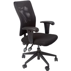 Rapidline AM100 Ergonomic Chair Medium Mesh Back with Arms Fabric Seat & Back Black