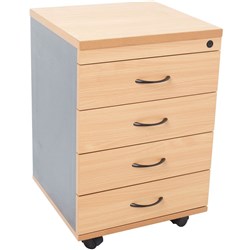Rapidline Rapid Worker Mobile Pedestal 4 Drawer 465W x 447D x 690mmH Beech and Ironstone
