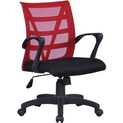 Rapidline Vienna Office Chair Medium Mesh Back with Arms Fabric Seat Red Mesh Back