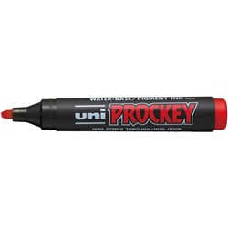 Uni PM126 Prockey Permanent Marker Chisel 5.7mm Red Box of 12