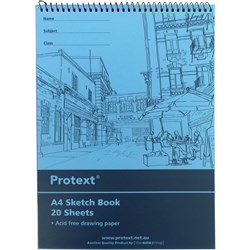 Protext Sketch Book A4 Acid Free 120gsm Poly Cover 20 Leaf Top Bound