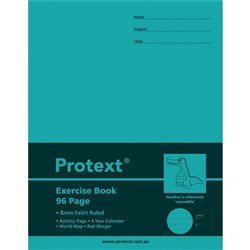 PROTEXT EXRCISE BOOK 225X175MM 8mm Ruled 96pgs, Crocodile Pack 10