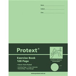 PROTEXT EXRCISE BOOK 225X175MM 8mm Ruled 128pgs, Grasshopper Pack 10