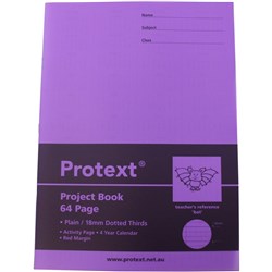 Protext Poly Project Book 330x245mm Plain & 18mm Dotted Thirds 64 Page-Bat Pack of 10