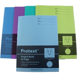 Protext Poly Project Book 330x245mm Plain & 24mm Dotted Thirds 64 Page-Bull Pack of 10