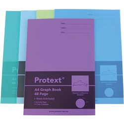 Protext Graph Book A4 10mm Squares 48 Page 70gsm Poly Cover Dolphin Pack 20