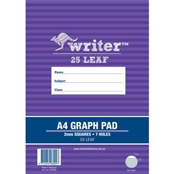 WRITER GRAPH PAD A4 2mm 25 Leaf