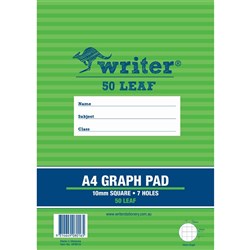 WRITER GRAPH PAD A4 10mm 50 Leaf