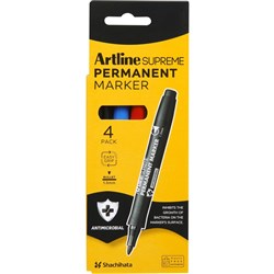 Artline Supreme Permanent Marker Bullet 1mm Assorted Pack Of 4