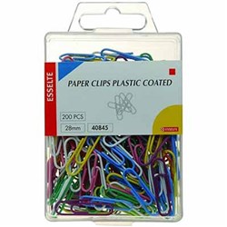 ESSELTE WIRE PAPER CLIP Plastic Coated 28mm Assorted 200's