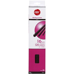 GBC BINDING COMB 16MM 21 LOOP BLACK PK25