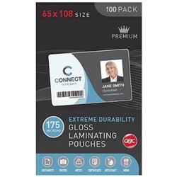 GBC Laminating Pouches 65X108m 175 Micron Pack of 100