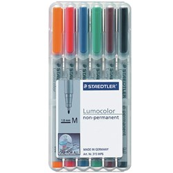 STAEDTLER 315 LUMOCOLOR PENS Non-Perm Med 1.0mm Wlt6