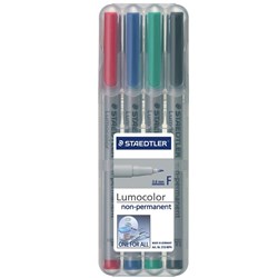 STAEDTLER 316 LUMOCOLOR PENS Non-Perm Fine 0.6mm Wlt4