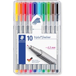 Staedtler 334 Triplus Fineliners 0.3mm Assorted Pack of 10