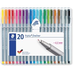 Staedtler 334 Triplus Fineliners 0.3mm Assorted Pack of 20