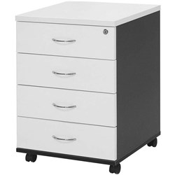 LOGAN MOBILE PEDESTAL 4 DRAWER White & Ironstone each