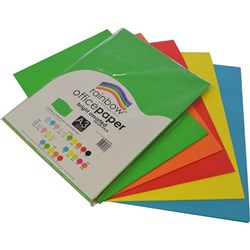 RAINBOW OFFICE PAPER 80 GSM  A3 5 Brights Assorted pkt 100