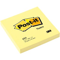 POST-IT 654 NOTES ORIGINAL 100Shts 76x76mm Yellow each