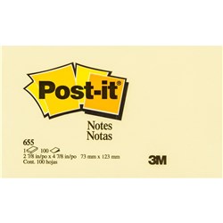 Post-It 655 Notes Original 76x127mm Yellow Pad 100 Sheets Pack 12