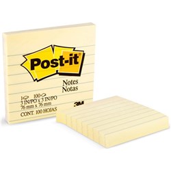 POST-IT 630-55 NOTES ORIGINAL Lined 100Shts 76x76mm Yellow each