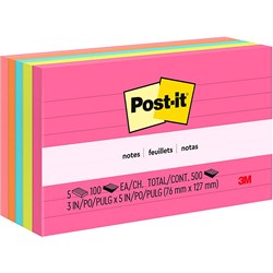 POST-IT 635-5AN NOTES Lined Asstd Neon 76mm X 123mm