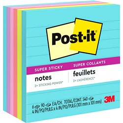 POST-IT MIAMI 675-6SSMIA Super Sticky Notes-100mmx100mm 90 sheets, 6 pack