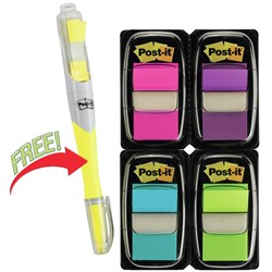 POST-IT 680-PPBGVA FLAGS Value Pk 50x4 Asst & H/Lighter Pk 200 Flags