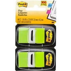 Post-It 680-BG2 Flags Twin Pack 25x43mm Bright Green Pack