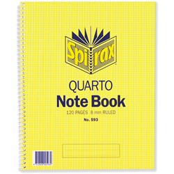 Spirax 593 Notebook 250x200mm Quarto 120 Page Side Opening 252x200mm