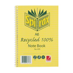 Spirax 813 Notebook A6 Ruled 100 Page 100% Recycled Side Bound