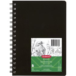 Derwent Academy Visual Art Diary A5 120 Page Portrait Black Pack 5