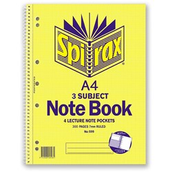 SPIRAX 599 NOTEBOOK 3 SUBJECT A4 300 Page 297x220mm S/O Pack 5