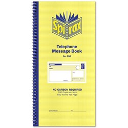 SPIRAX 550 TELEPHONE Message Book 160 Duplicate Sets S/O