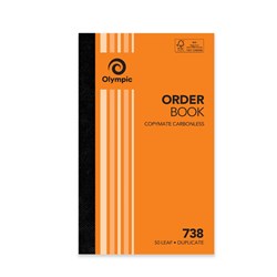 Olympic No 738 Carbonless Duplicate Order Book 200x125 50 Leaf Orange