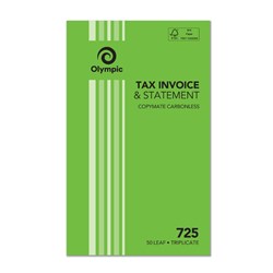 Olympic No 725 Carbonless Triplicate Book Invoice Statement 200x125 50 Leaf