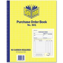 Spirax 501 Business Book Duplicate Quarto Purchase Order Carbonless Side Opening