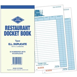 ZIONS ELD DOCKET BOOKS Dup Carbon 200X100mm 22 Lines